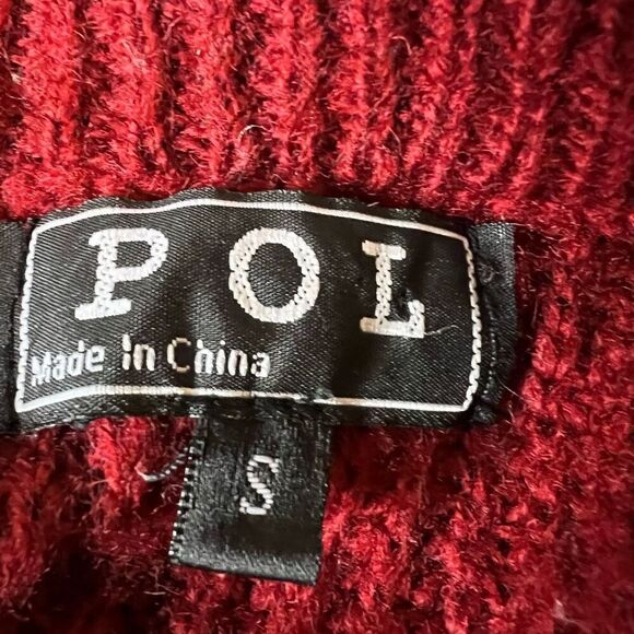 Pol Sweater Pullover Embroidered Gold Hearts Red Size S - Picture 3 of 4